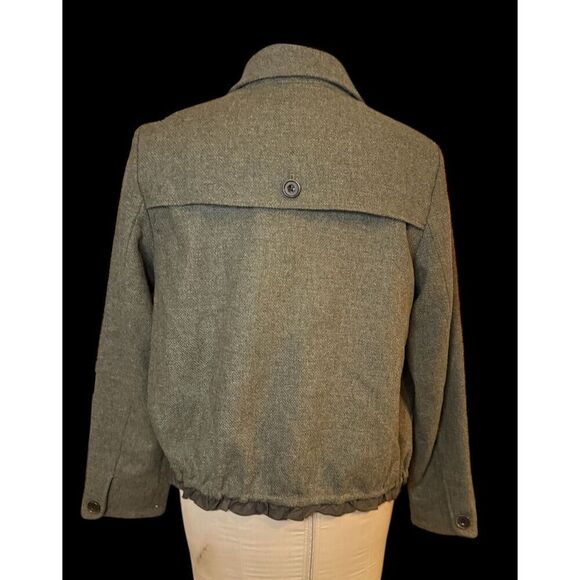 GAP Women’s Wool Jacket Sz. L Military Inspo Ruffled Bottom Olive - Picture 5 of 8